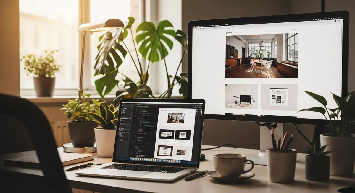 Modern workspace with laptop